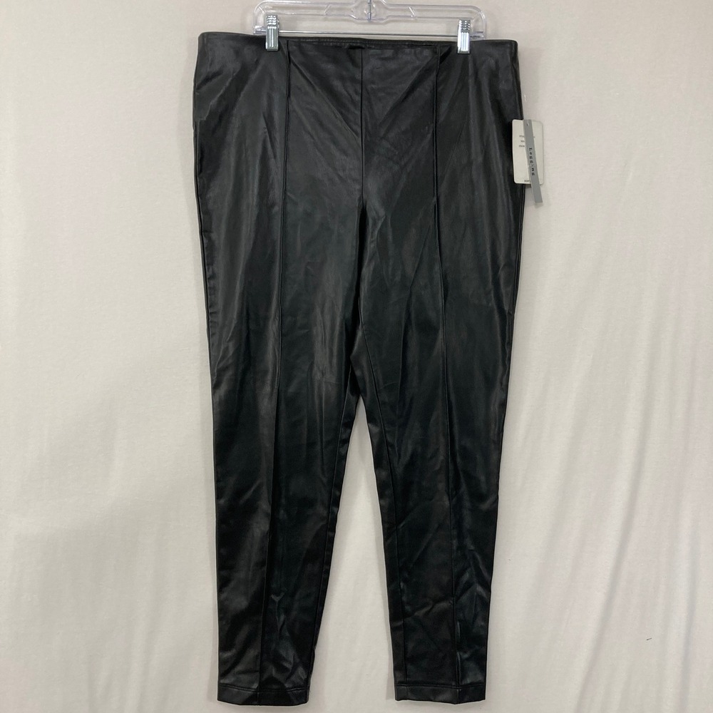 New Zac & Rachel Faux Leather Leggings Pants XL Black‎ Stretch Evening